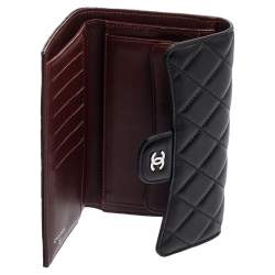 Pre Owned Chanel Black Quilted Leather Classic Flap Continental Wallet
