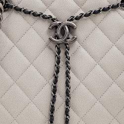 مملوكة مسبقًا Chanel Grey Quilted Caviar Leather Accordion Bucket Bag