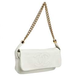 Chanel White Leather Rodeo Drive Flap Bag
