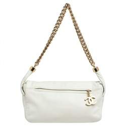 Chanel White Leather Rodeo Drive Flap Bag