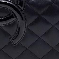 Pre Owned Chanel Black Quilted Leather and Patent Leather Cambon Ligne Yen Long Wallet