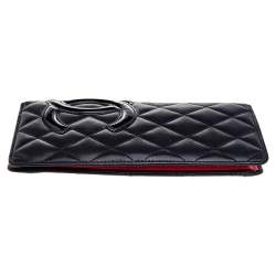 Pre Owned Chanel Black Quilted Leather and Patent Leather Cambon Ligne Yen Long Wallet