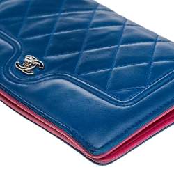 Pre Owned Chanel Blue Quilted Leather Futuristic Long Wallet