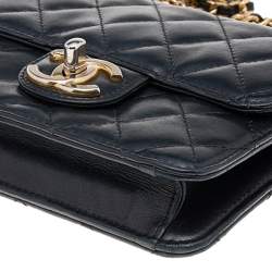 Pre Owned Chanel Black Quilted Leather Classic Square Mini Flap Bag