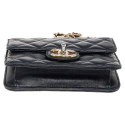 Pre Owned Chanel Black Quilted Leather Classic Square Mini Flap Bag