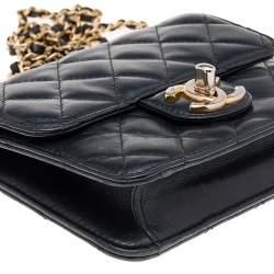 Pre Owned Chanel Black Quilted Leather Classic Square Mini Flap Bag