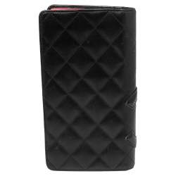 Chanel Black Quilted Leather Cambon Ligne Bifold Wallet