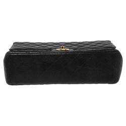 Pre Owned  Chanel Black Quilted Caviar Leather Maxi Classic Double Flap Bag 