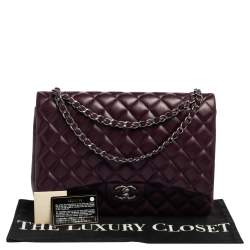 مملوكة مسبقًا Chanel Dark Purple Quilted Lambskin Leather Maxi Classic Double Flap Bag