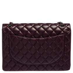 مملوكة مسبقًا Chanel Dark Purple Quilted Lambskin Leather Maxi Classic Double Flap Bag