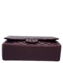 مملوكة مسبقًا Chanel Dark Purple Quilted Lambskin Leather Maxi Classic Double Flap Bag