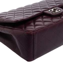 مملوكة مسبقًا Chanel Dark Purple Quilted Lambskin Leather Maxi Classic Double Flap Bag