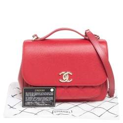 Pre Owned Chanel Red Caviar Leather Small Business Affinity Flap Bag