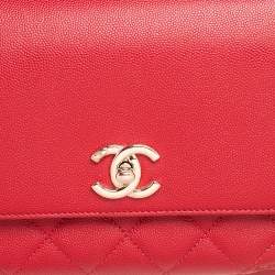 Pre Owned Chanel Red Caviar Leather Small Business Affinity Flap Bag