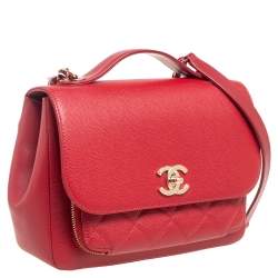 Pre Owned Chanel Red Caviar Leather Small Business Affinity Flap Bag