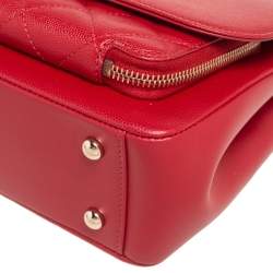 Pre Owned Chanel Red Caviar Leather Small Business Affinity Flap Bag