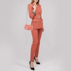 Pre Owned Chanel Pink Chevron Patent Leather New Mini Classic Flap Bag