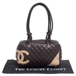 Pre Owned حقيبة شانيل كامبون ليغن باولر جلد مبطن بني/بيج