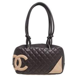 Pre Owned حقيبة شانيل كامبون ليغن باولر جلد مبطن بني/بيج