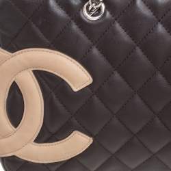 Pre Owned حقيبة شانيل كامبون ليغن باولر جلد مبطن بني/بيج