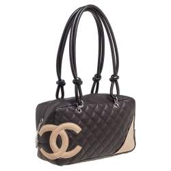 Pre Owned حقيبة شانيل كامبون ليغن باولر جلد مبطن بني/بيج