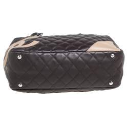 Pre Owned حقيبة شانيل كامبون ليغن باولر جلد مبطن بني/بيج