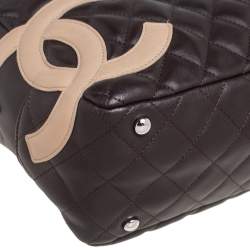 Pre Owned حقيبة شانيل كامبون ليغن باولر جلد مبطن بني/بيج