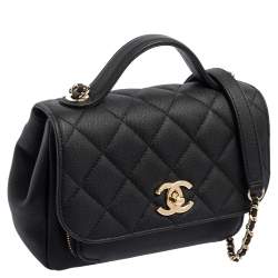 Pre Owned Chanel Black Caviar Leather Small Business Affinity Flap Shoulder Bag