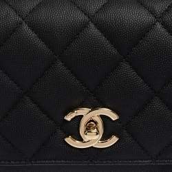 Pre Owned Chanel Black Caviar Leather Small Business Affinity Flap Shoulder Bag