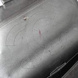 Pre Owned حقيبة شانيل جامبو ريشيو 2.55 كلاسيك 227 جلد مبطن رصاصي ميتاليك بقلاب