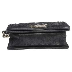 مملوكة مسبقًا Chanel Black Quilted Suede Small Boy Flap Bag
