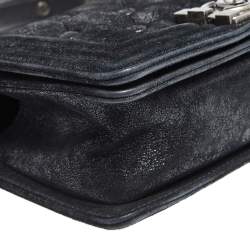 مملوكة مسبقًا Chanel Black Quilted Suede Small Boy Flap Bag