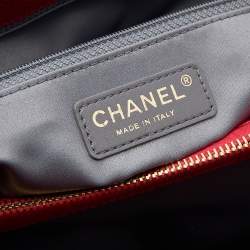 Pre Owned حقيبة يد توتس شانيل غراند شوبنغ جلد كافيار أحمر مبطن