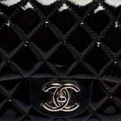 Pre Owned Chanel Black Quilted Patent Mini Square Classic Flap Bag