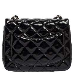 Pre Owned Chanel Black Quilted Patent Mini Square Classic Flap Bag