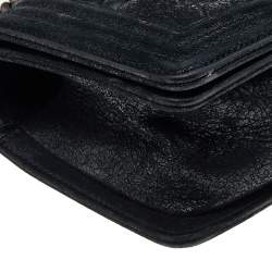 مملوكة مسبقًا حقيبة شانيل شيسترفيلد بادينغ بوي جلد نوبوك مبطن  أسود بقلاب صغيرة