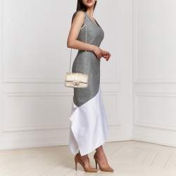 مملوكة مسبقًا حقيبة شانيل ميني كلاسيك جلد ثعبان أزرق بقلاب