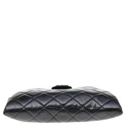 مملوكة مسبقًا Chanel Black Quilted Crinkled Leather Coco Pleats Clutch