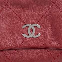 Pre Owned حقيبة كتف شانيل جلد مبطن عنابي بقلاب