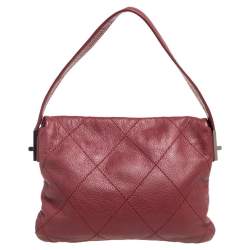 Pre Owned حقيبة كتف شانيل جلد مبطن عنابي بقلاب