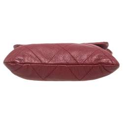 Pre Owned حقيبة كتف شانيل جلد مبطن عنابي بقلاب