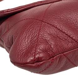 Pre Owned حقيبة كتف شانيل جلد مبطن عنابي بقلاب