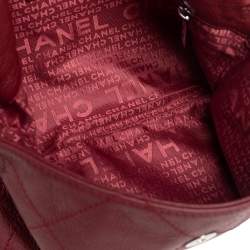 Pre Owned حقيبة كتف شانيل جلد مبطن عنابي بقلاب