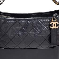 Pre Owned Chanel Black Quilted Leather Gabrielle With Novelty Strap Hobo