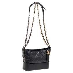 Pre Owned Chanel Black Quilted Leather Gabrielle With Novelty Strap Hobo