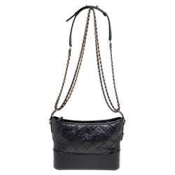 Pre Owned Chanel Black Quilted Leather Gabrielle With Novelty Strap Hobo
