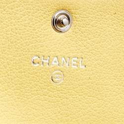 Chanel Yellow Leather Trifold Wallet