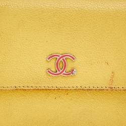 Chanel Yellow Leather Trifold Wallet