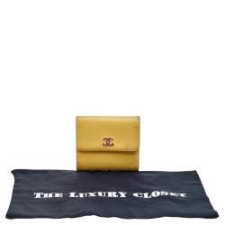 Chanel Yellow Leather Trifold Wallet