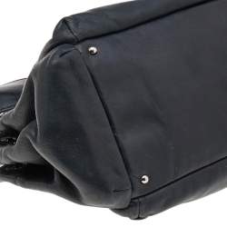 Chanel Black Leather Accordion Zipper Bag